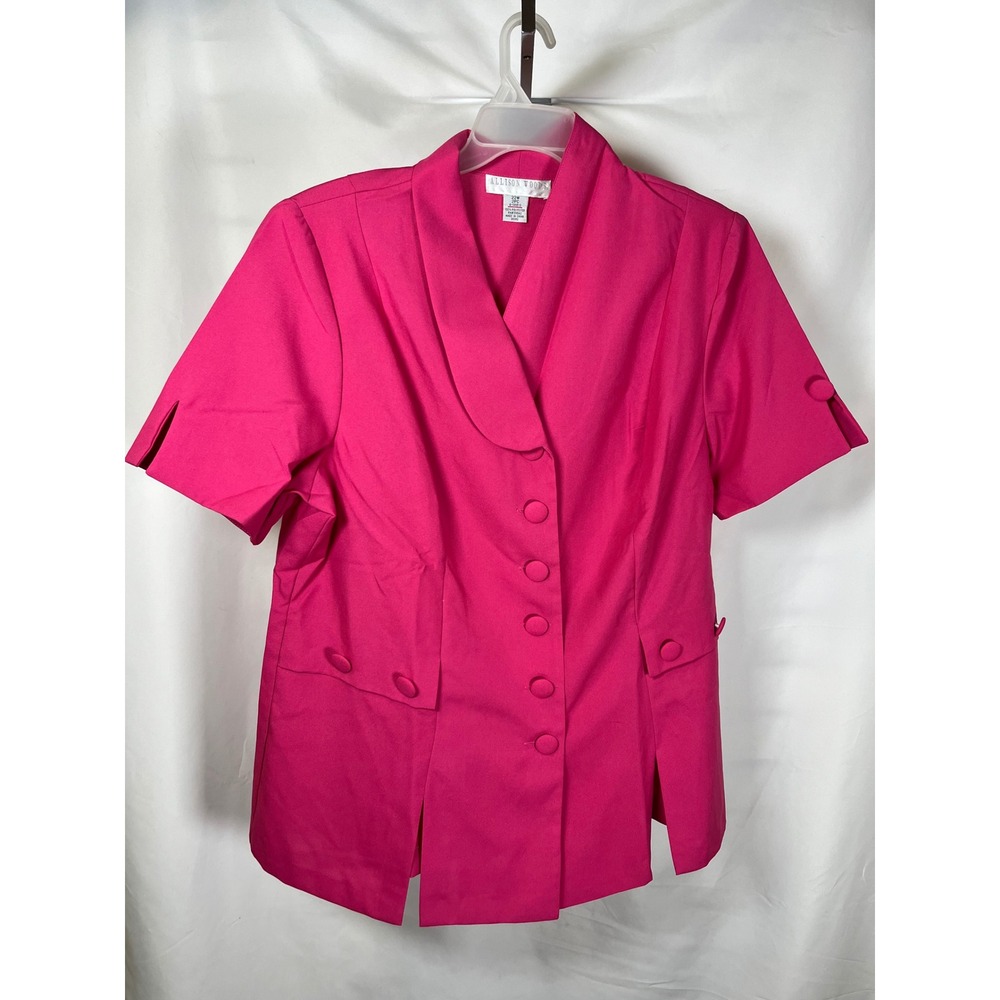 Allison Woods Hot Pink Short Sleeve‎ Blazer Jacket Plus Size 22W 4-1468-0
